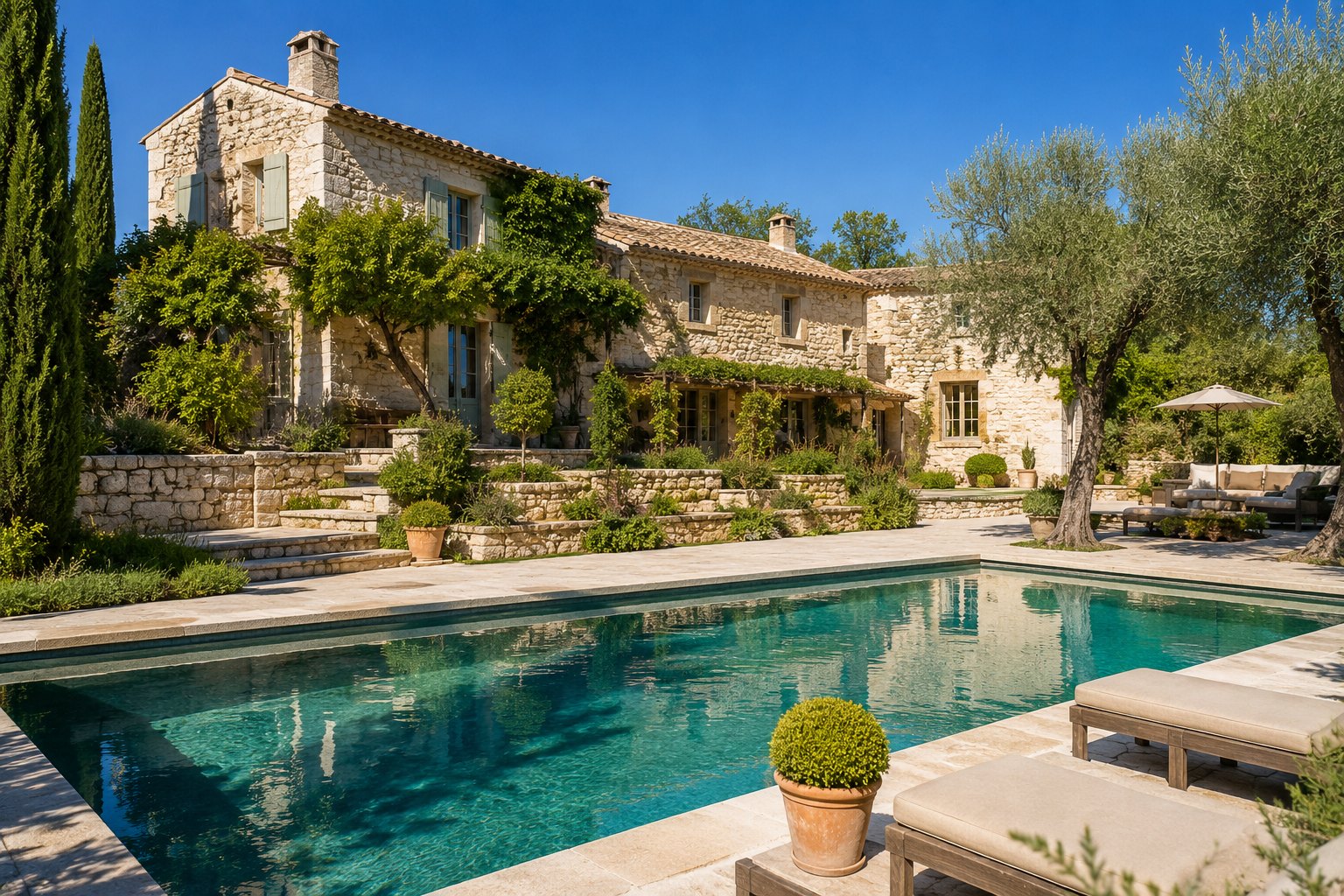 Mas en pierre avec piscine dans l'Uzège, estimation immobilière